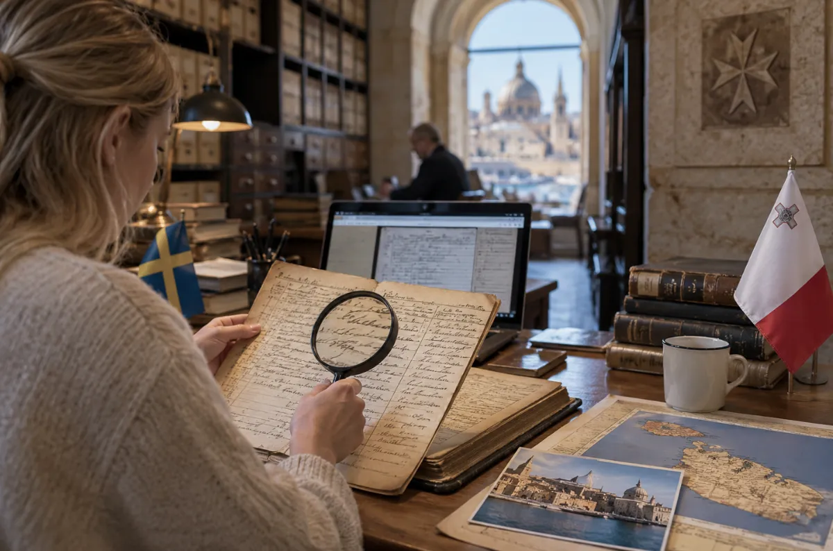 Så hittar du svenskar på Malta i arkiven